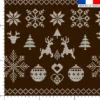Flocon et renne de Noël effet tricoté - Fond marron