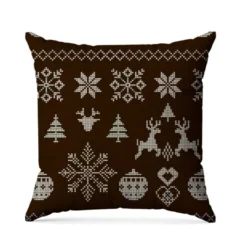 Flocon et renne de Noël effet tricoté - Fond marron