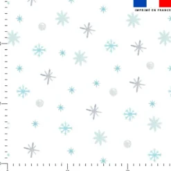 Flocons de neige bleus et gris - Fond blanc