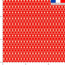 Flocons et pois beiges - Fond rouge