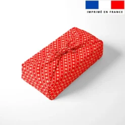 Flocons et pois beiges - Fond rouge