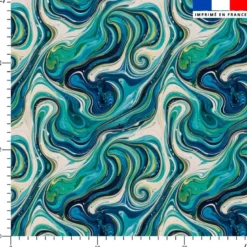 Fluide vert et bleu - Fond écru