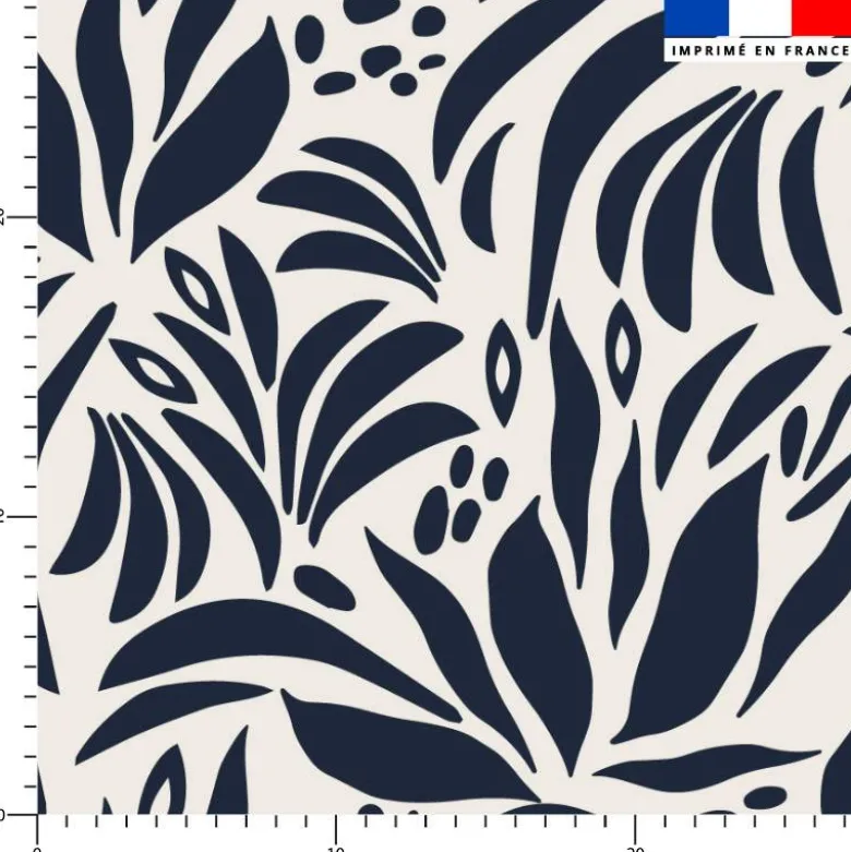 Forme abstraite feuillage gris anthracite - Fond grège
