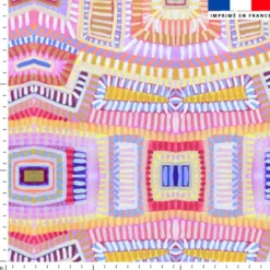 Formes abstraites géométriques colorées effet peinture - Fond rose - Création Lita Blanc