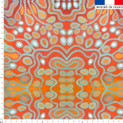 Formes au contour bleu - Fond orange - Création Lita Blanc