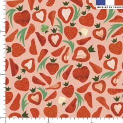 Fraise - Fond rose - Création Andréa Leonelli
