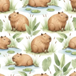 French terry imprimé capybara paisible