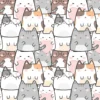 French terry imprimé chaton pastel