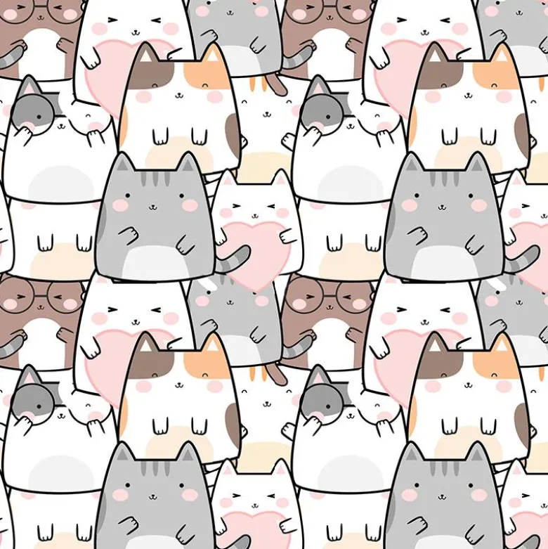 French terry imprimé chaton pastel