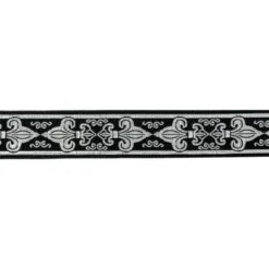 Galon jacquard fleur de lys noir et blanc