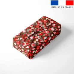 Gnome de Noël et cadeaux - Fond marron