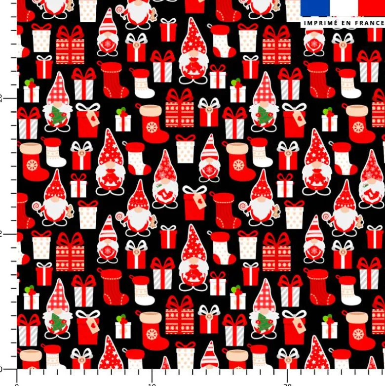 Gnome de Noël et cadeaux - Fond noir