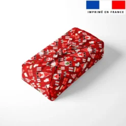 Gnome de Noël et cadeaux - Fond rouge