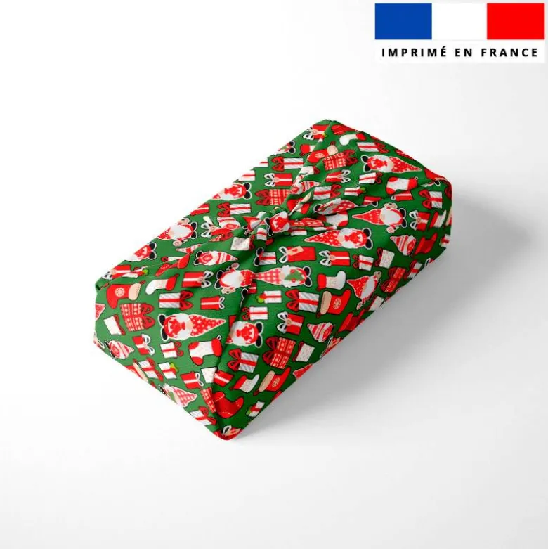 Gnome de Noël et cadeaux - Fond vert