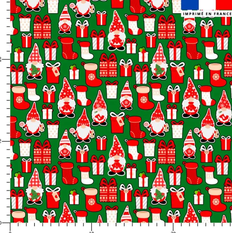 Gnome de Noël et cadeaux - Fond vert