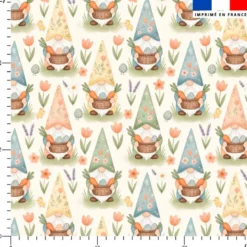 Gnome de Pâques avec panier - Fond écru