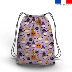 Gnome et citrouille - Fond mauve