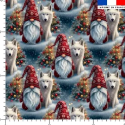 Gnome et loup de noël - Fond bleu