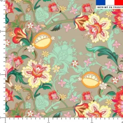 Grande fleur japonaise - Fond grège