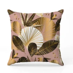 Grand feuillage exotique art déco gold - Fond rose