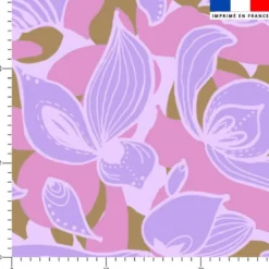 Grosses fleurs mauve - Fond rose - Création Lili Bambou Design