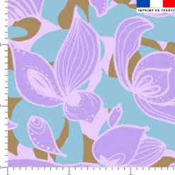 Grosses fleurs mauve - Fond turquoise - Création Lili Bambou Design