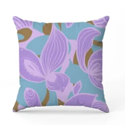 Grosses fleurs mauve - Fond turquoise - Création Lili Bambou Design