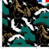 Grue japonaise et éventail - Fond noir