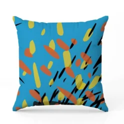 Hachures abstraites bleues jaunes oranges - Fond bleu