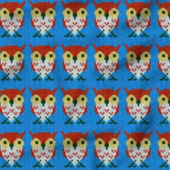 Hibou effet tricoté - Fond bleu