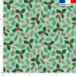 Houx de noel - Fond vert clair