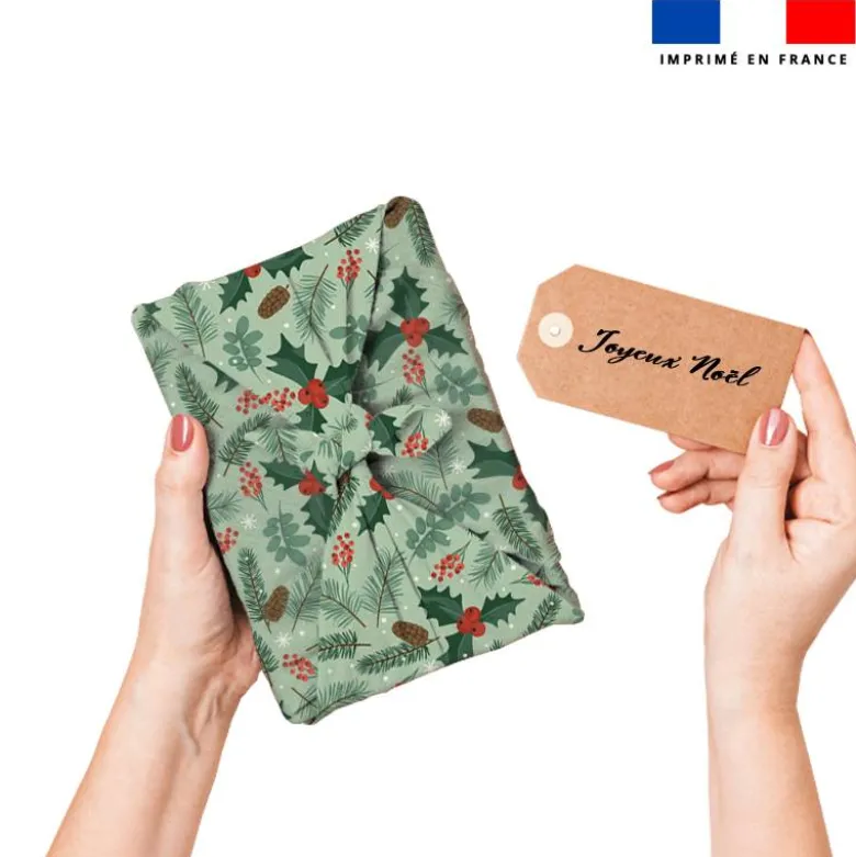 Houx de noel - Fond vert clair