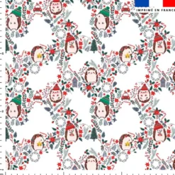 Hérisson et feuilles d'hiver - Fond blanc
