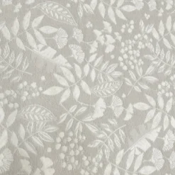 Jacquard piqué de coton lin motif feuilles blanches