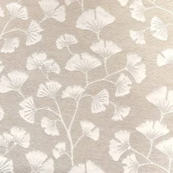 Jacquard piqué de coton lin motif ginkgo blanc