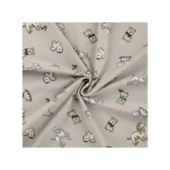 Jersey coton grège imprimé chien