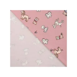 Jersey coton rose imprimé chien