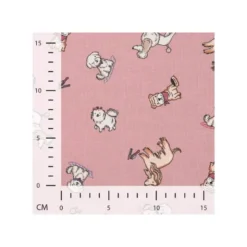 Jersey coton rose imprimé chien