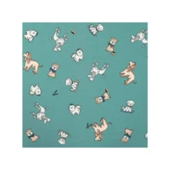 Jersey coton vert céladon imprimé chien