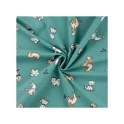 Jersey coton vert céladon imprimé chien