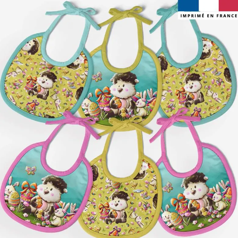 Kit bavoirs en éponge motif mouton et oeufs de Pâques - Création Stillistic