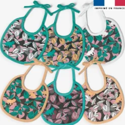 Kit bavoirs en éponge motif tigre vert - Création Lili Bambou Design