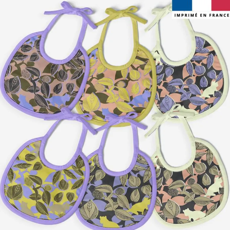 Kit bavoirs en éponge motif tigre kaki - Création Lili Bambou Design