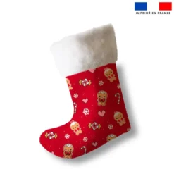 Kit chaussette de noel motif chien poméranien + Fausse fourrure - Création Jolifox