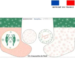 Kit chaussette de noel motif oiseaux verts - Création Lili Bambou Design