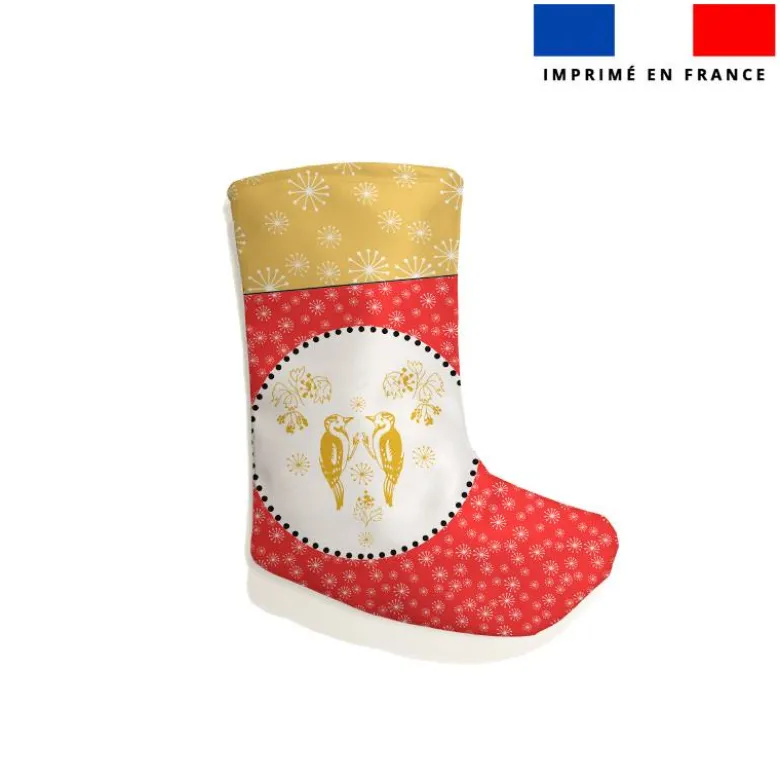 Kit chaussette de noel motif oiseaux ambres - Création Lili Bambou Design