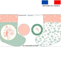 Kit chaussette de noel motif oiseau rose - Création Lili Bambou Design