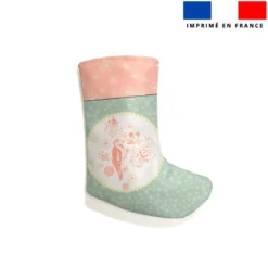 Kit chaussette de noel motif oiseau rose - Création Lili Bambou Design