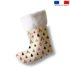 Kit chaussette de noel motif sapin rose et beige + Fausse fourrure - Création Lili Bambou Design
