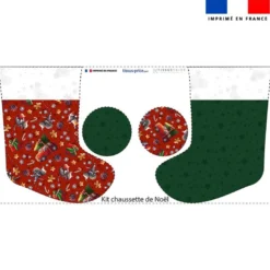 Kit chaussette de noel motif souris de Noel rouge + Fausse fourrure - Création Stillistic